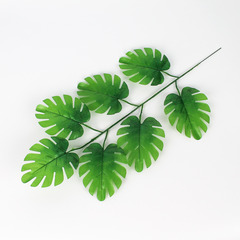 Монстера, 7 листьев на ветке, зелень искусственная, 40 см., набор 5 веток.