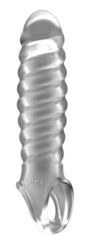 Прозрачная ребристая насадка Stretchy Penis Extension No.32 - 