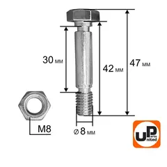 Болт срезной под гайку UNITED PARTS 8х42мм (комплект 4шт)