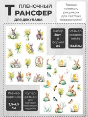 Декупажный пленочный трансфер переводной рисунок 2шт.