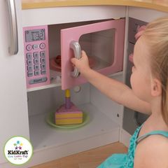 Большая детская кухня из дерева для девочек "Изысканный уголок" (Grand Gourmet Corner Kitchen)