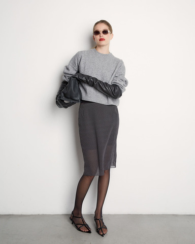 Юбка из шифона в горох черно-белый