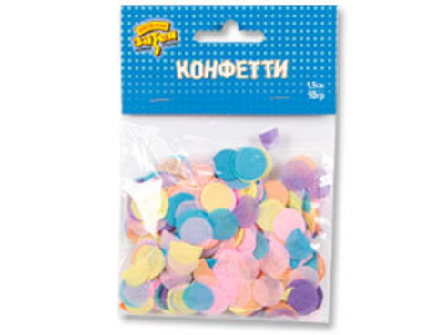 Конфетти бумажное, Тишью Круг, Ассорти Нежное, 1,5см, 10г.