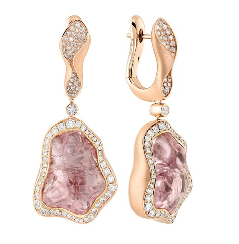 Серьги с Морганитом и Бриллиантами, E0030-60/1