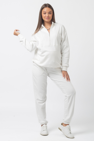 Cпортивный костюм для беременных и кормящих 16246 молочный