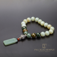 Чётки браслет буддийские "Изобилие". Нефрит.