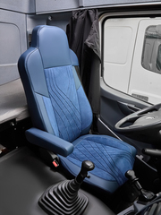 Чехлы Люкс КамАз 5490 K4 с 2014 года (экокожа, синий, синяя вставка)