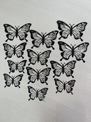 Наклейки Бабочки , Бумага вырубка, Черные, 12 шт. / 12*8см - 4 шт., 10*6,5см - 4 шт., 8*5,5см - 4 шт.