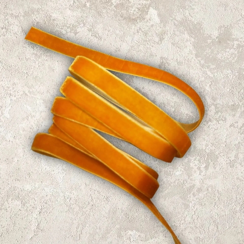 Лента бархатная, 1см , цвет тыквенный (1м)