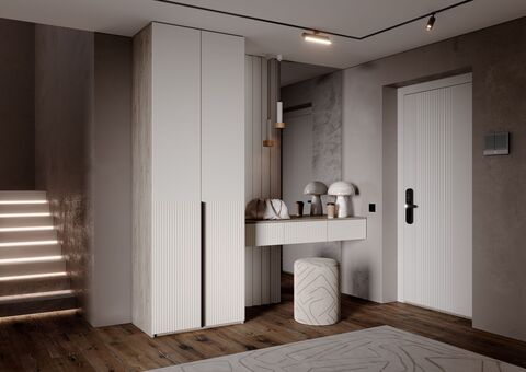 Марвэл Шкаф 2х. ств (доп ящики) и полка косметическая (Кашемир, Дуб крафт серый)