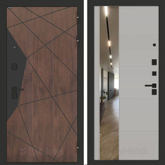 Входная металлическая дверь Бункер БН-14 зеркальная вставка ФЛЗ-649 Серый софт