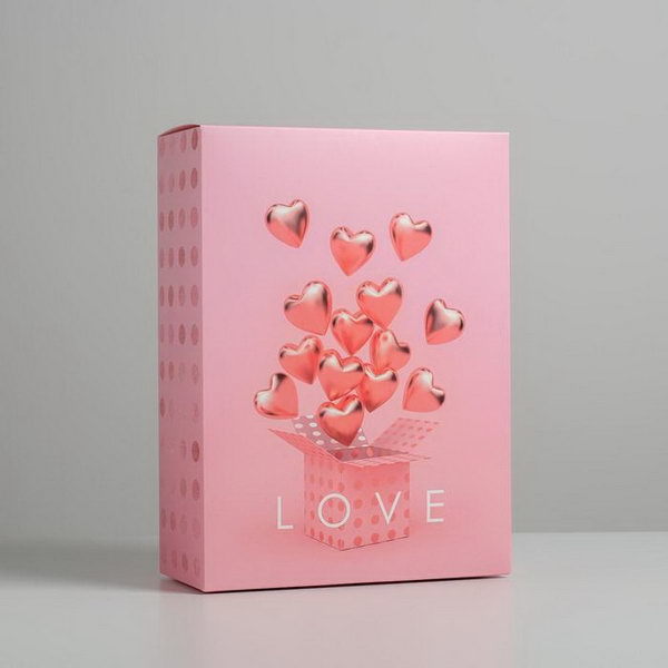 Коробка складная одиночная Прямоугольник «С любовью», 22*30*10 см, 1 шт.