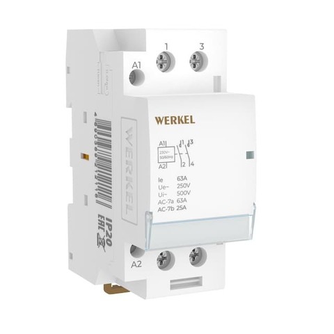 Контактор модульный 63 A 2NO - 2 модуля. Цвет Белый. Werkel(Веркель). Модульные устройства. a069476 / W942M63O