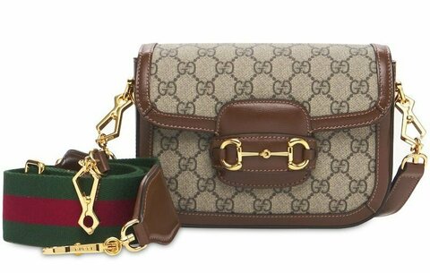 Мини-сумка Gucci Horsebit 1955 коричнево-бежевый