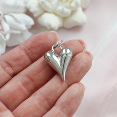 Подвеска Сердце, дутая, 28*38 мм, родий, П815