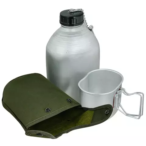 Фляга алюминиевая US 1.3л. с котелком (olive)