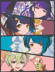 Картина по номерам Геншин Глаза - Райден Сян Лин Син Цю Бенне