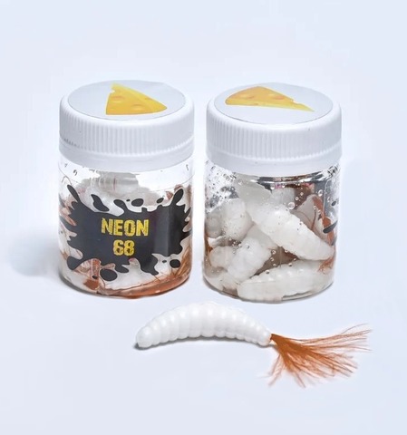 NEON 68 Maggot fly 33 мм (6 шт) БЕЛЫЙ-КОРИЧНЕВЫЙ продажа от 2 шт.