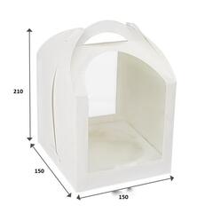 Коробка для кулича с двумя полукруглыми окнами 15х15х21 см. С ложементом