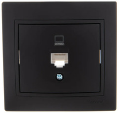 VESNA 742 4288 143 Розетка компьютерная+телефон черная матовая (механизм)