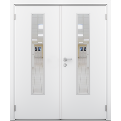 Купить Влагостойкая двустворчатая дверь Модель 2 белая остеклённая
