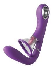 Сиреневый вибростимулятор с помпой и имитатором языка Her Ultimate Pleasure Pro - 