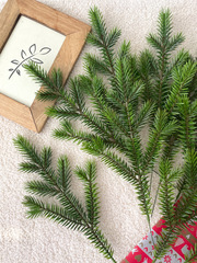 Еловые ветки искусственные, еловые лапки, 9 лапок на ветке, Зеленая, декор зимний, новогодний, 35 см, набор 20 веток