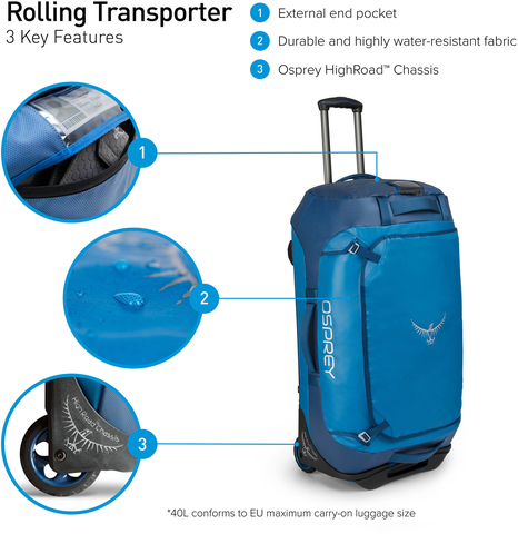 Картинка сумка на колесах Osprey Rolling Transporter 90 Kingfisher Blue - 8