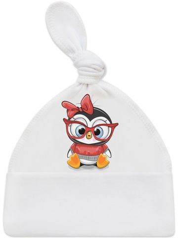 Шапочка с принтом "Пингвиночка в очках"