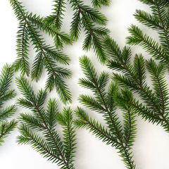 Еловые ветки искусственные, еловые лапки, 9 лапок на ветке, Зеленая, декор зимний, новогодний, 35 см, набор 20 веток