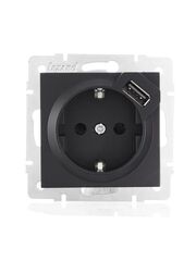 VESNA 742 4288 181 Розетка с/з с USB черная матовая (механизм)