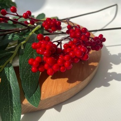 №2 Ягоды рябины на ветке, цвет красный, 53 см, набор 2 ветка.