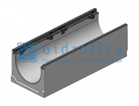 Лоток водоотводный бетонный коробчатый (СО-300мм), с чугунной насадкой КU 100.39,9 (30).36(29) - BGZ-S