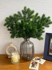 Еловая ветка искусственная, реалистичная, цвет зеленый хвойный, 37-39 лапок, декор зимний, рождественский, ветка 41 см, набор 3 ветки.