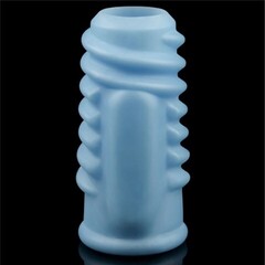 Насадка на пенис с вибрацией Spiral Knights Ring  (10*3,6) голубая