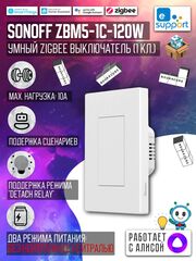 Умный Zigbee выключатель Sonoff ZBM5-1C-120W 10A/2200Вт (Работает с Яндекс Алисой)