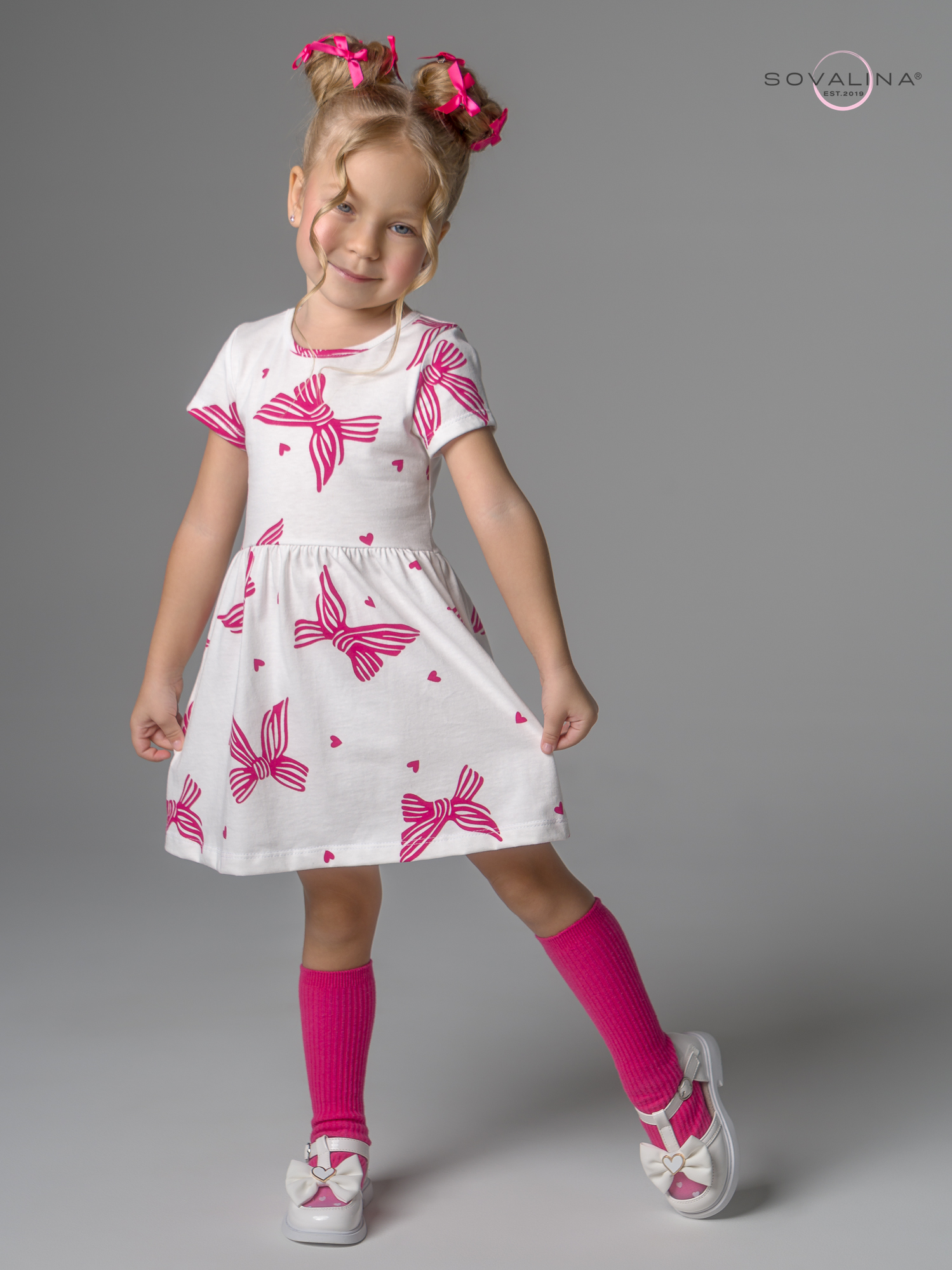 Платье Лето алые бантики