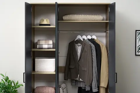 Шкаф 3-х створчатый Вегас ШК-08 дуб каньон / графит