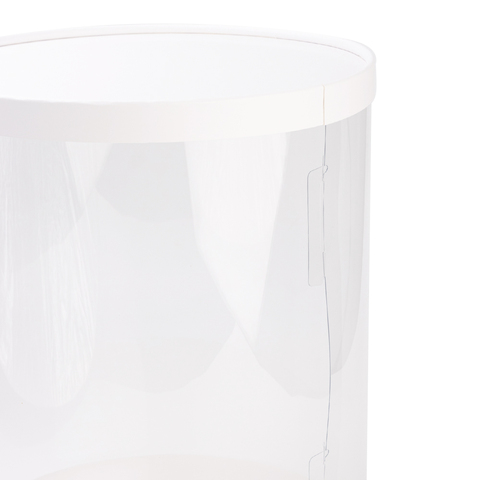 Прозрачная коробка для торта с пьедесталом (аквариум) 26*31 см, круглая, белая