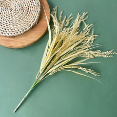 №2 Колосья пшеницы, искусственная зелень, цвет натуральный, букет 43 см, набор 3 букета.
