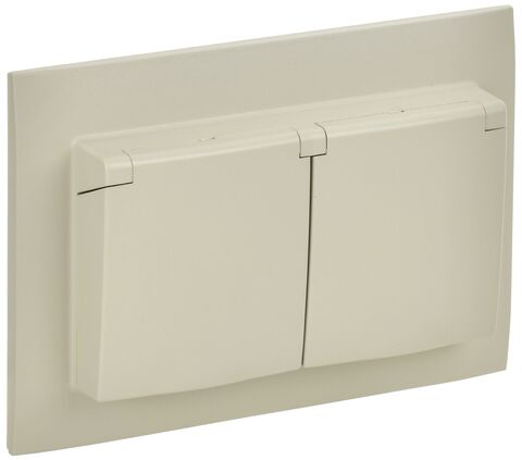 SKANDY Роз. 2-я с кр. 16А в сб IP44 SK-R12B беж. IEK