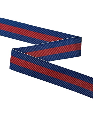 Репсовая лента в полоску, цвет: бордовый/синий, ширина: 25мм