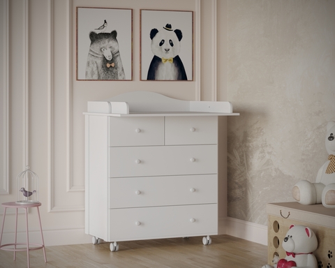 Пеленальный комод Incanto Nuvola Lux 800/5 (откидной столик) цвет белый