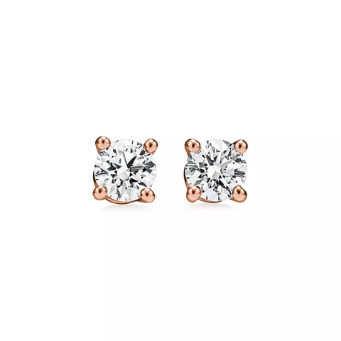 Серьги из розового золота 18k с бриллиантами 💎Tiffany Solitaire
