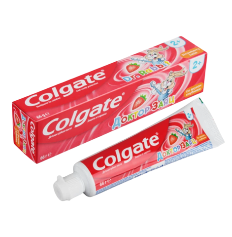 Зубная паста Колгейт 2+ Доктор Заяц клубника 50мл, шт