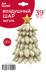 К Фигура 3D, Новогодняя елка, Сатин, Кремовый, 51''/130 см, 1 шт.