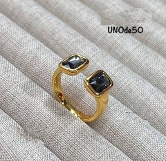 Кольцо разъемное UNOde50 с аквамариновыми вставками