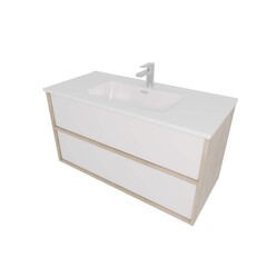Aquatek AQ66100-DO-MW AQ66100-DO-MW Комплект мебели:Тумба 100 см ЛИБРА с раковиной AQ4100-00, 2 ящика push-to-open,цвет фасадов белый мат, корпус дуб давос фото