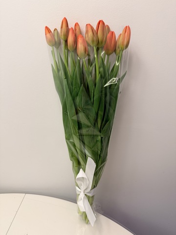 Тюльпаны оранжевые букет 15 штук