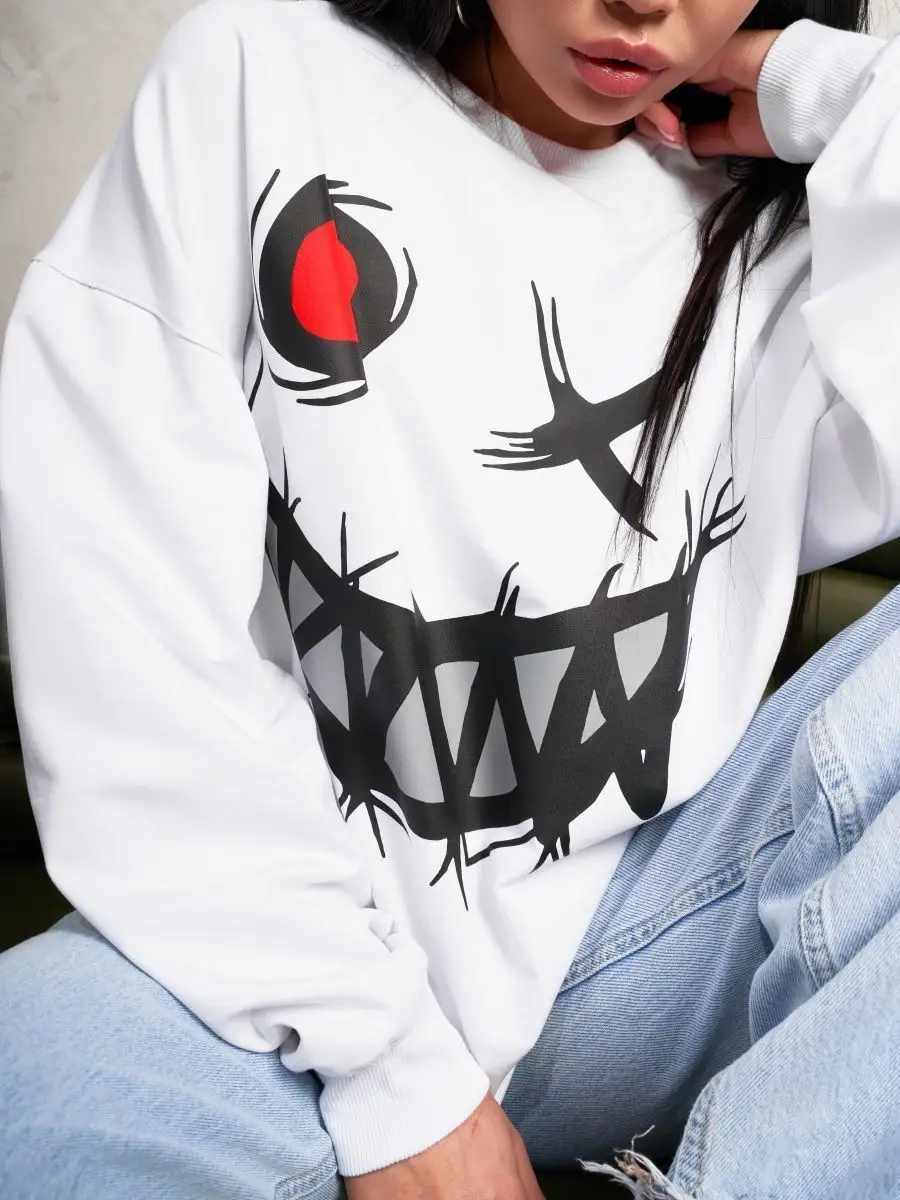 Лонгслив оверсайз женский мужской спортивный с принтом аниме
